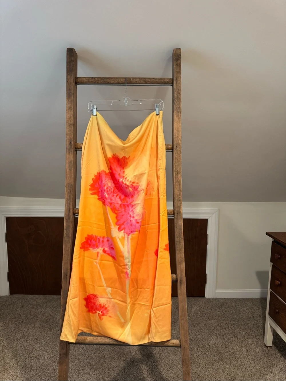 Peppermayo Yellow Orange Floral Maxi Skirt with Pink Print - Picture 2 of 6